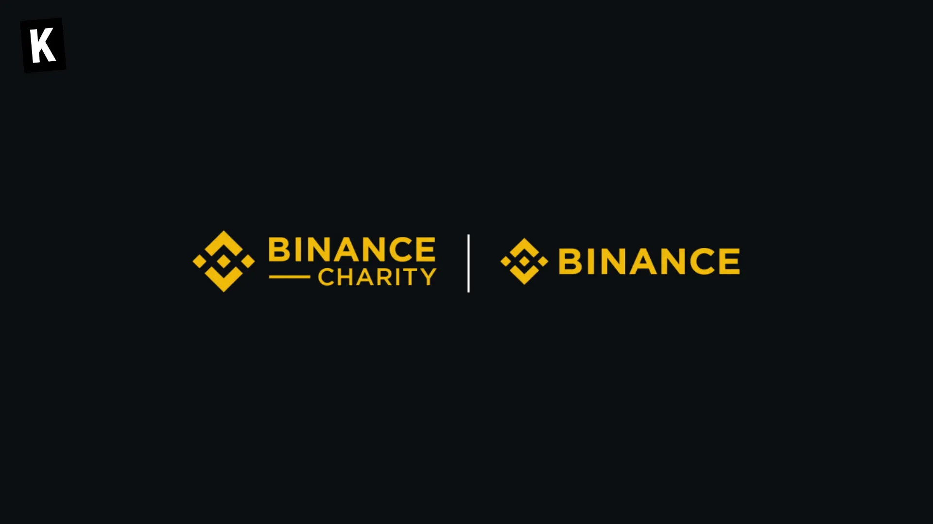 Logos jaune de Binance Charity et Binance sur fond noir