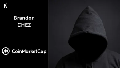 Hooded person with face hidden portrait with CoinMarketCap logo