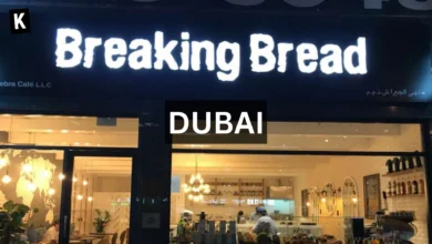 Breaking Bread store front at night