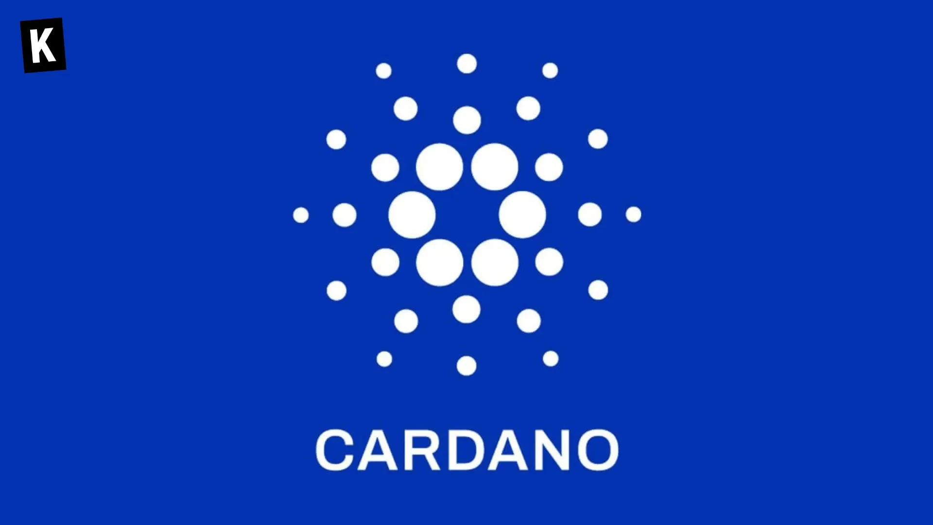 Cardano logo on blue background