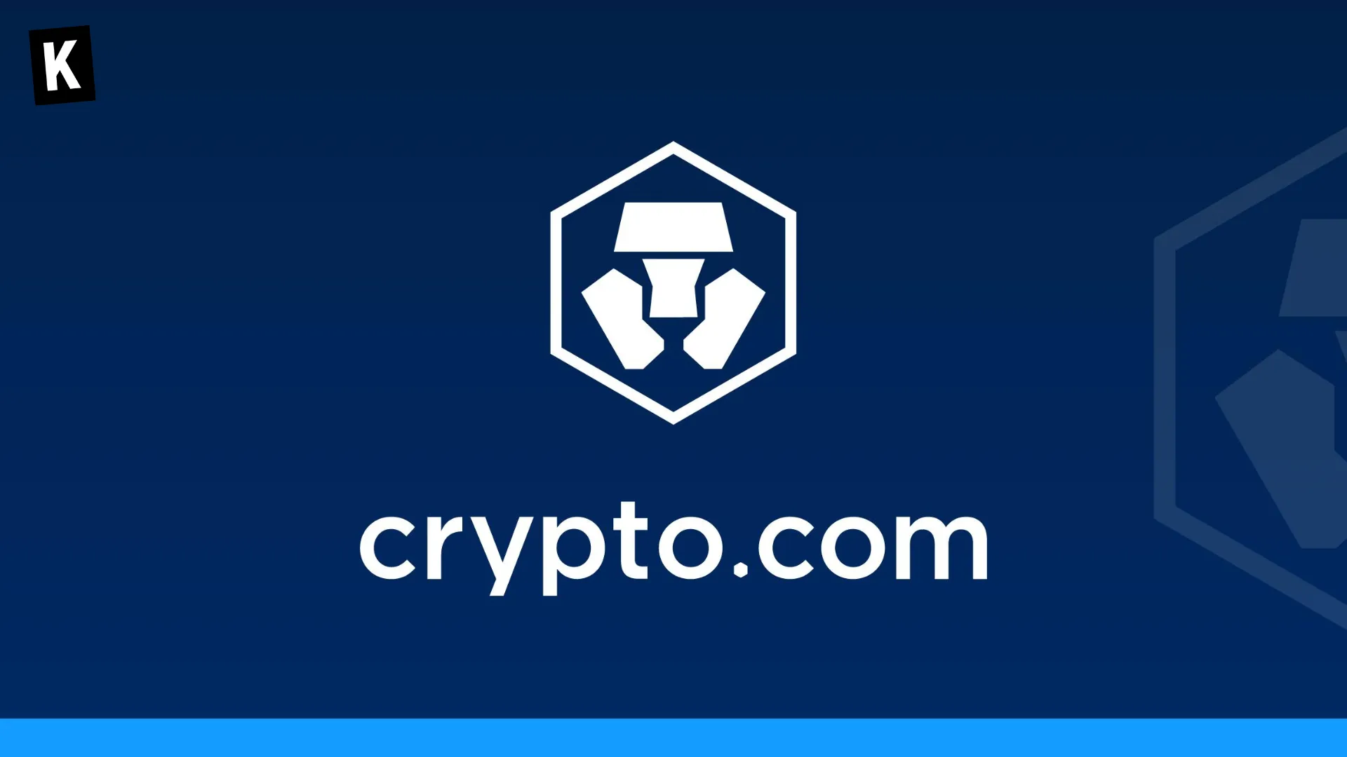 Logo Crypto.com sur fond bleu de Crypto.com