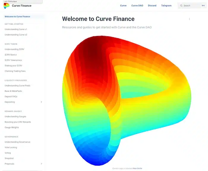 Curve Finance homepage