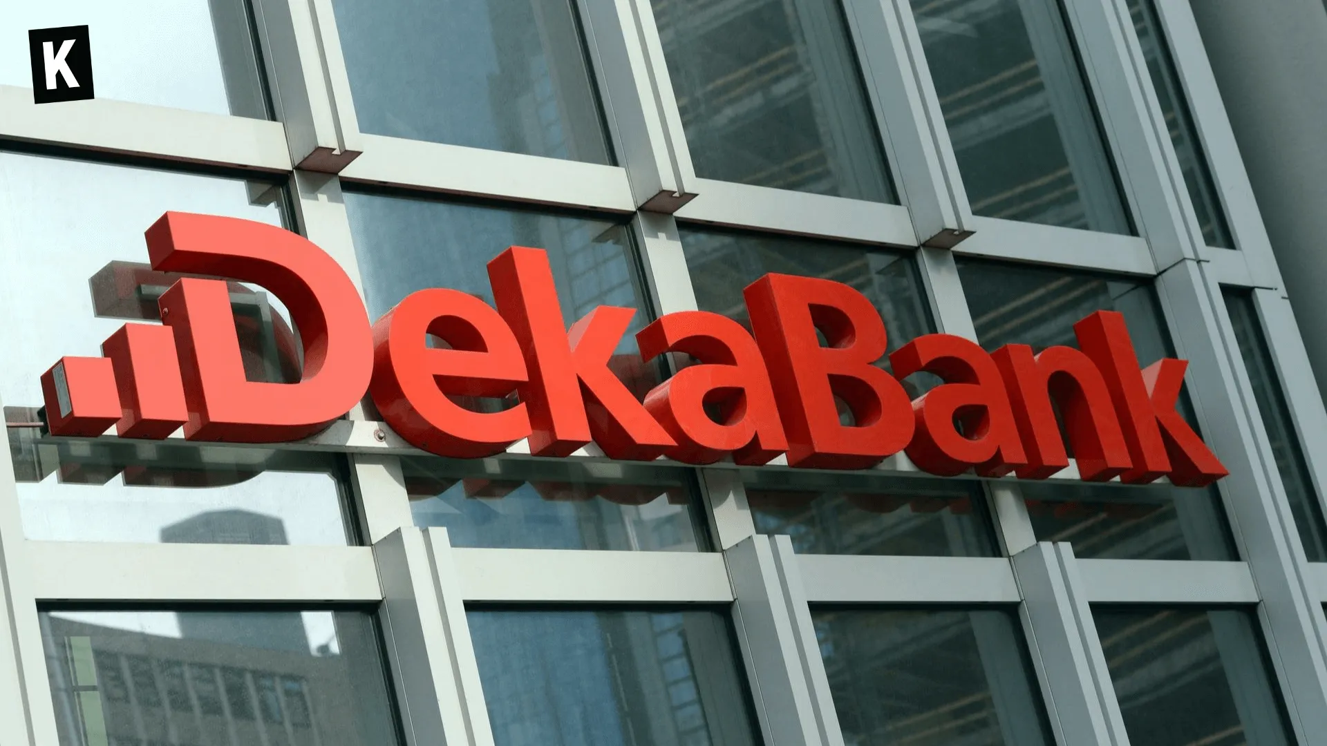 Dekabank sign at the entrance of the bank