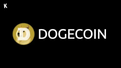 Logo Dogecoin sur fond noir
