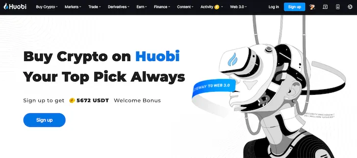 Huobi Global homepage