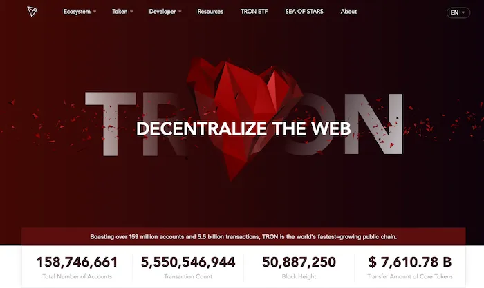Tron.network homepage