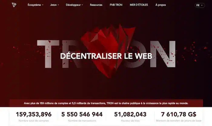 Tron.network page d'accueil