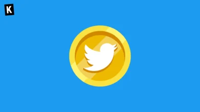 Symbolisation du Twitter Coin sur le fond en bleu de Twitter