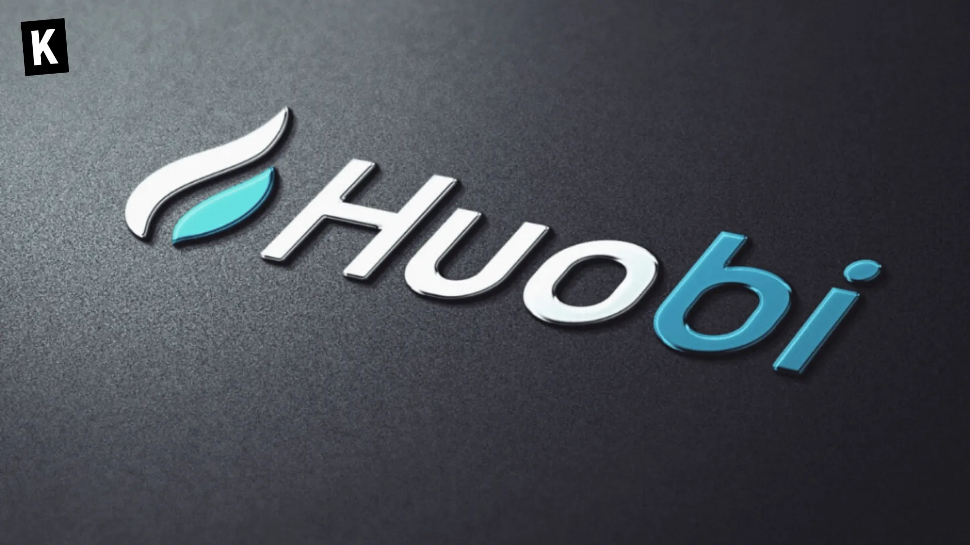 Logo Huobi sur un fond noir granuleux