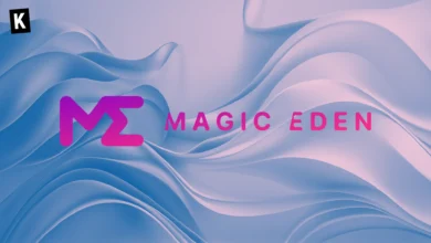 Magic Eden Logo on Abstract 3D background