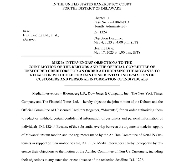 May 3rd Filing against FTX and the Committee - Source: Kroll