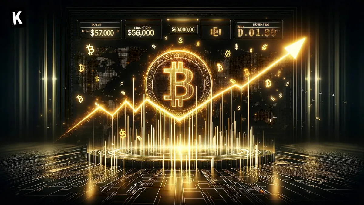 Bitcoin's Remarkable Surge to $57k Sparks $190M Liquidations